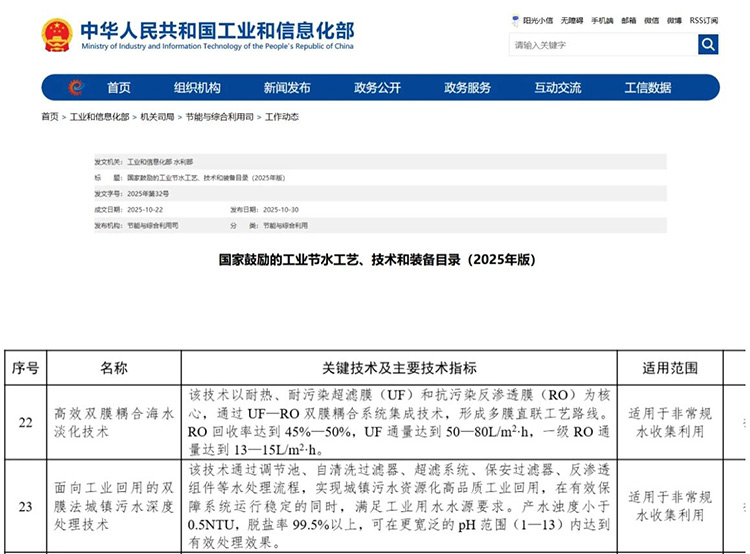 獲國家推廣！碧水源兩技術(shù)入選“2025國家節(jié)水目錄”！